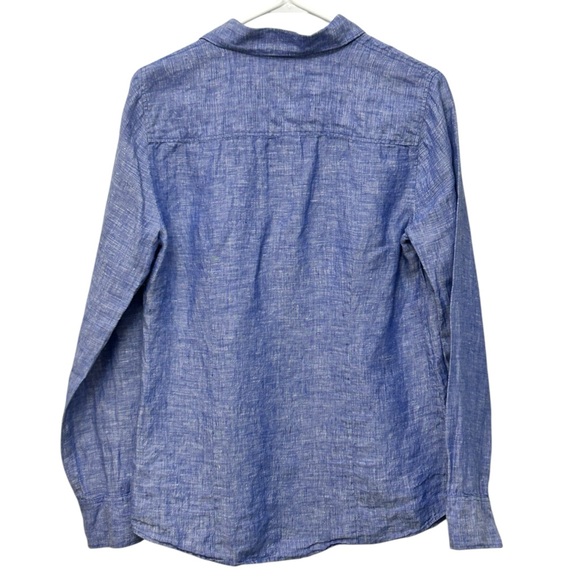 J. Crew Perfect Linen Button Up Shirt Women’s 8 Blue Periwinkle Long Sleeve - Picture 2 of 7